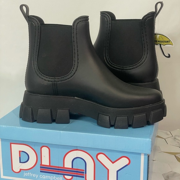 NIB W10 Jeffrey Campbell Pleu Black Matte Chunky Platform Chelsea Ankle Boots - Picture 9 of 12